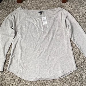 Torrid grey long sleeve tee with silver shimmer